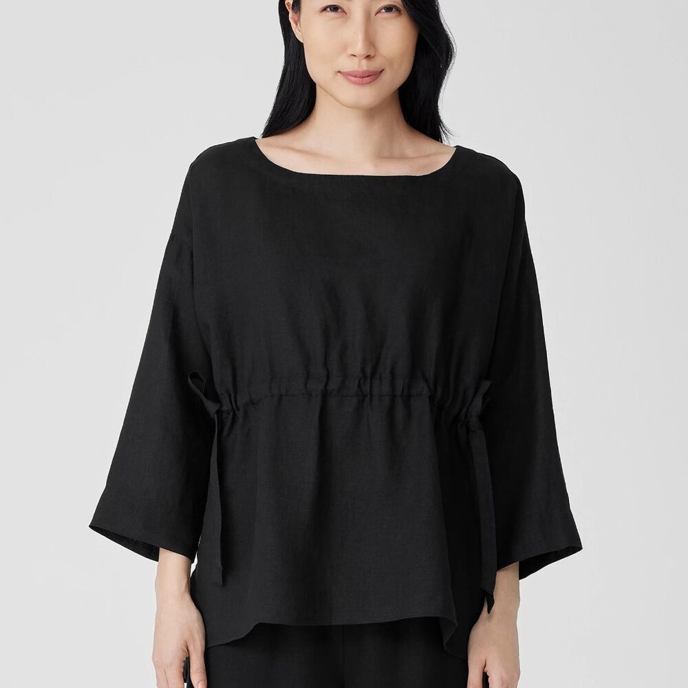 Eileen Fisher NWT Organic Handkerchief Linen Bateau Neck Top s. Large